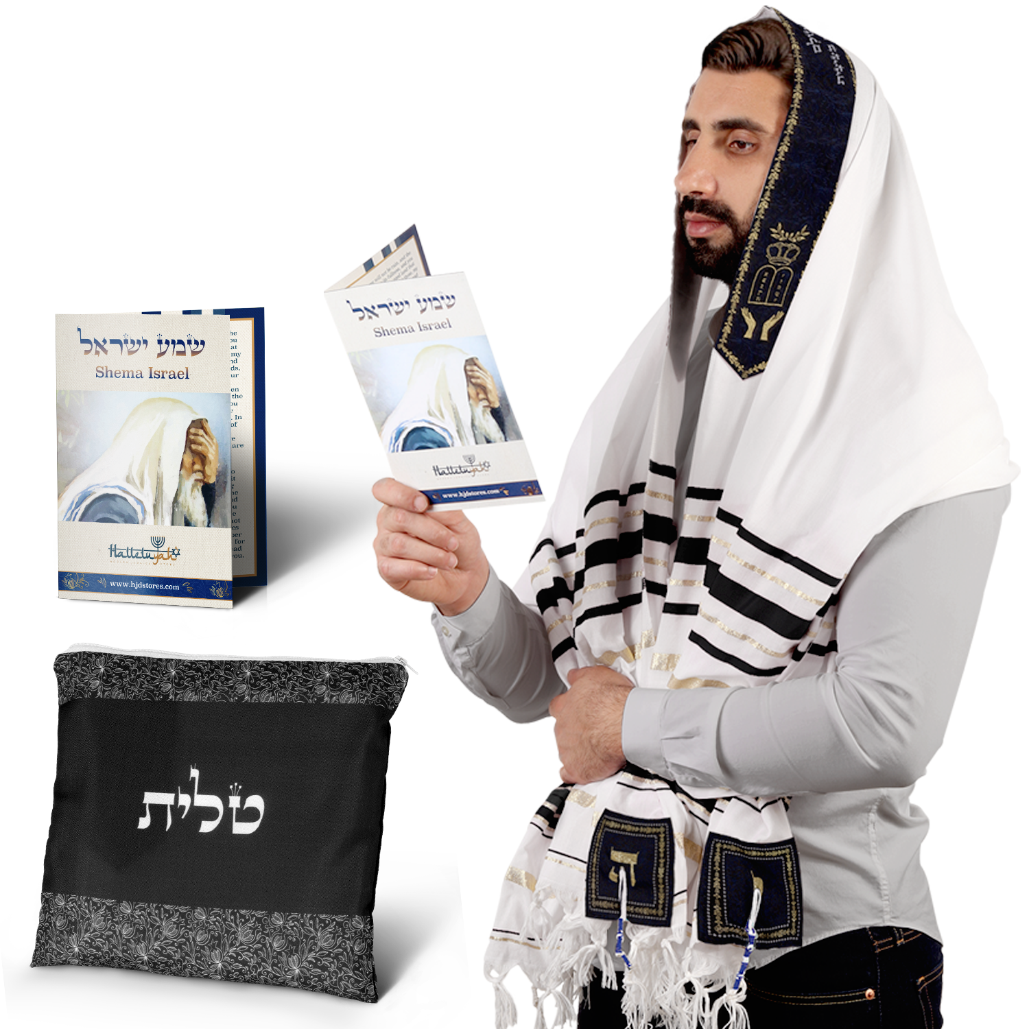 7 Colors tallit - Lord’s Name Spelled on 4 Corners - XL 72x36 Inches with bag (WS) - halleluyah