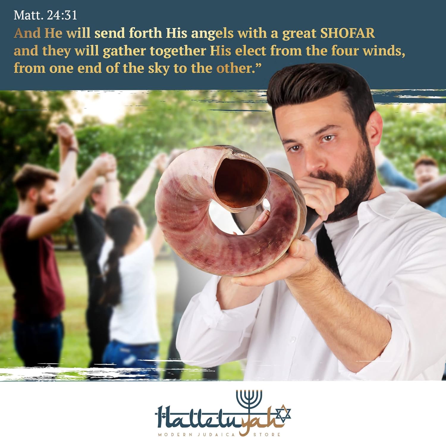 HalleluYAH Kudu Half Polished Shofar Plus Ram Horn, Guide & Brush - halleluyah