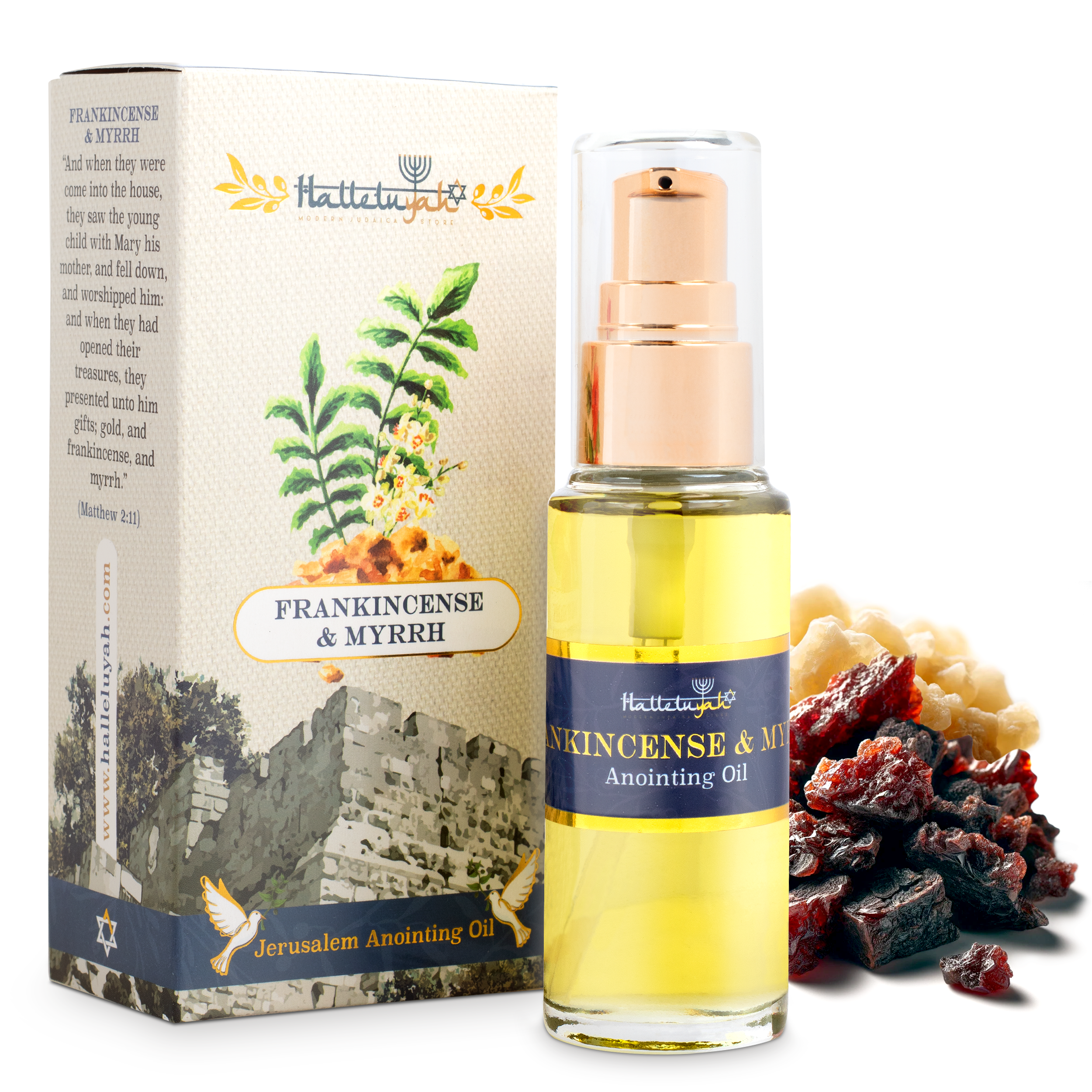 Anointing Oil from Israel - Frankincense & Myrrh from Jerusalem | 30ml / 1fl oz - halleluyah