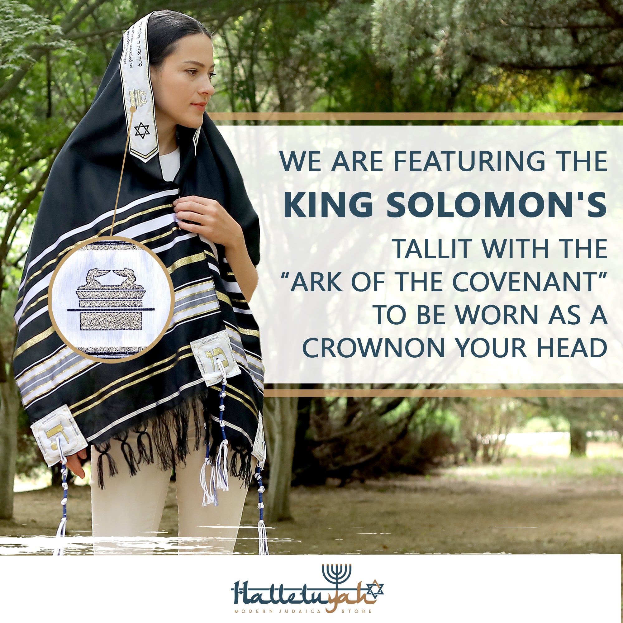 Ram & King Solomon Tallit - Black - halleluyah