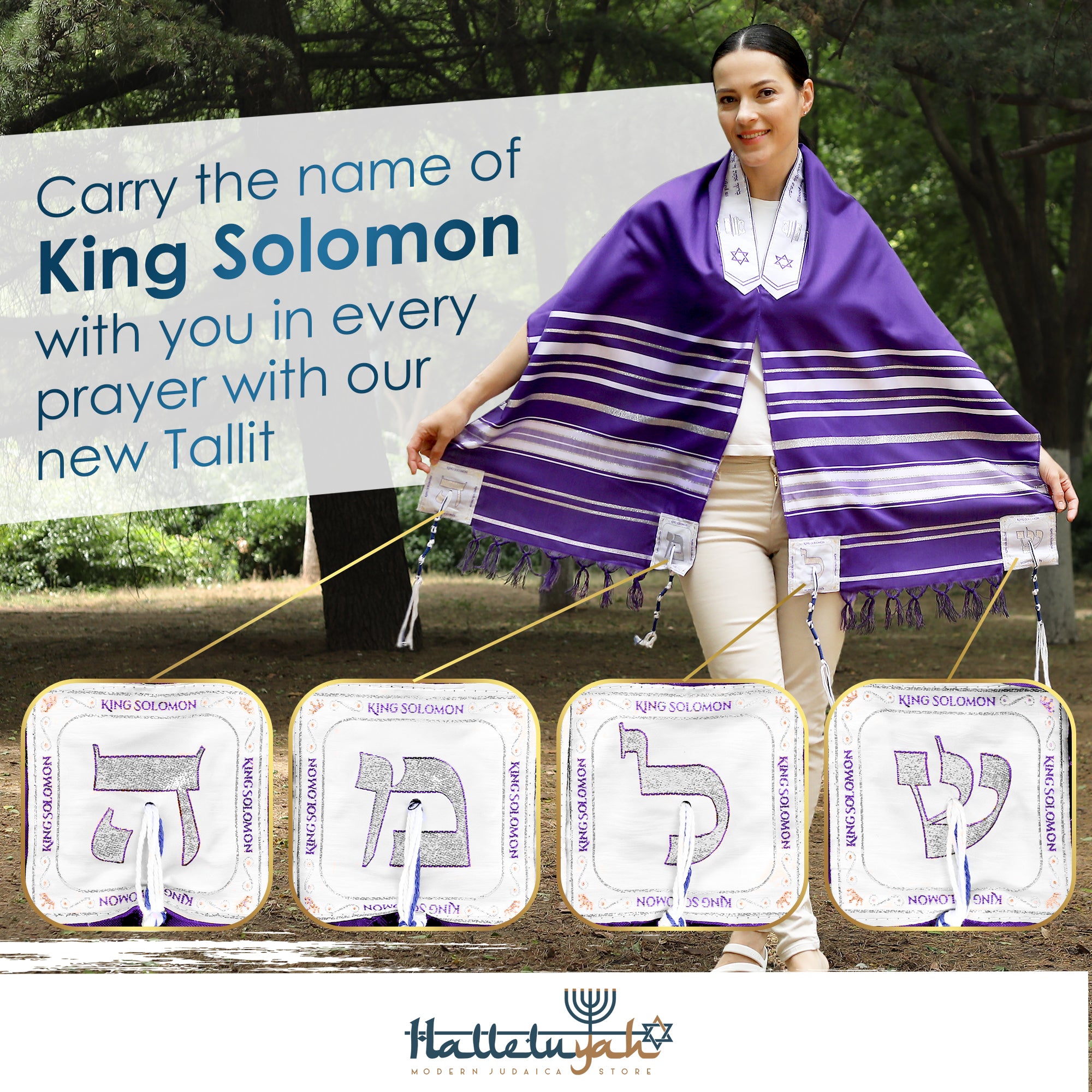 Ram & King Solomon Tallit - Purple - halleluyah