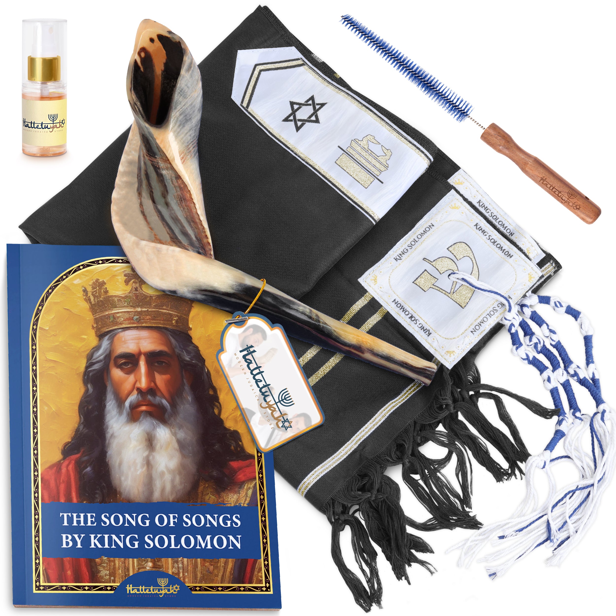 Ram & King Solomon Tallit - Black