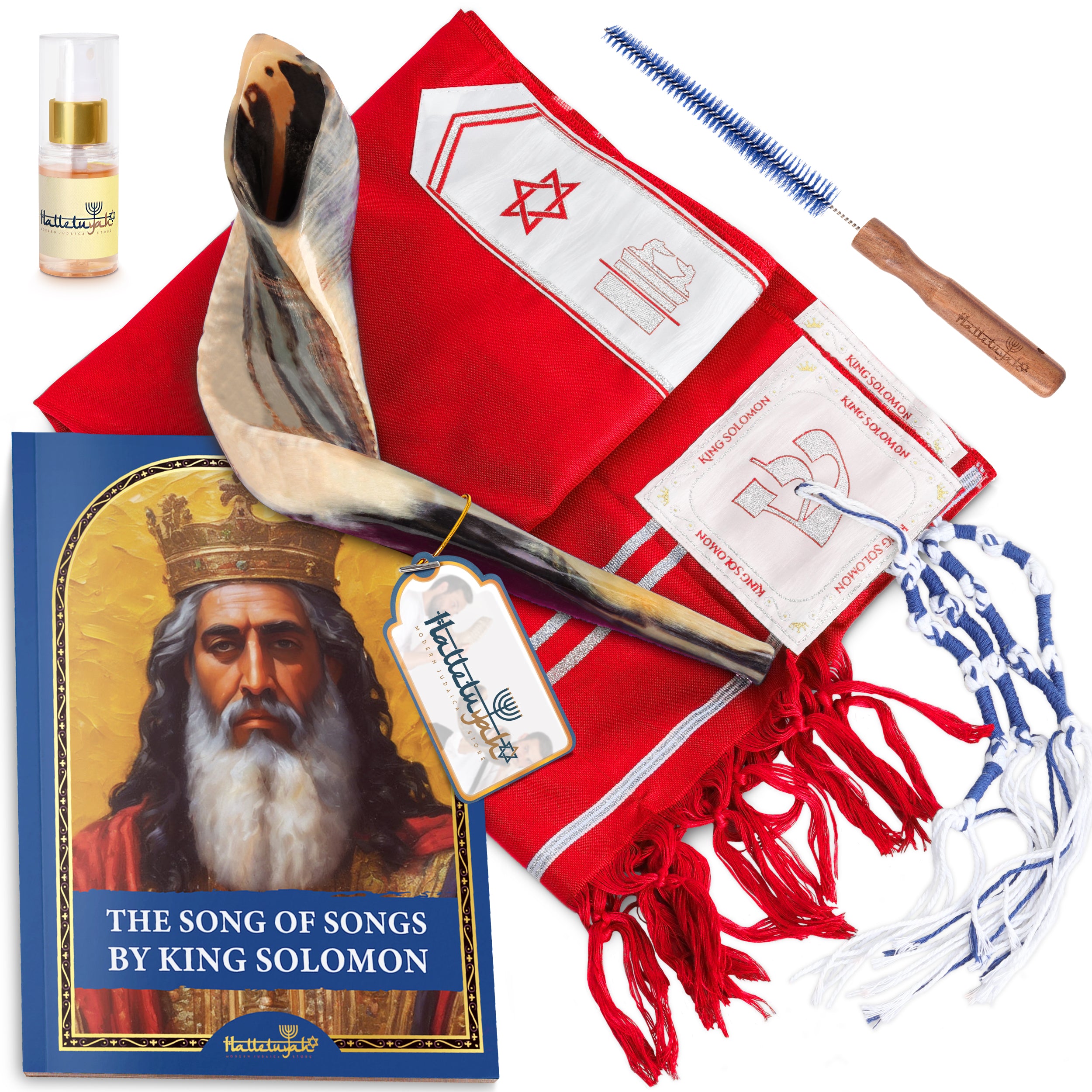 Ram & King Solomon Tallit - Red