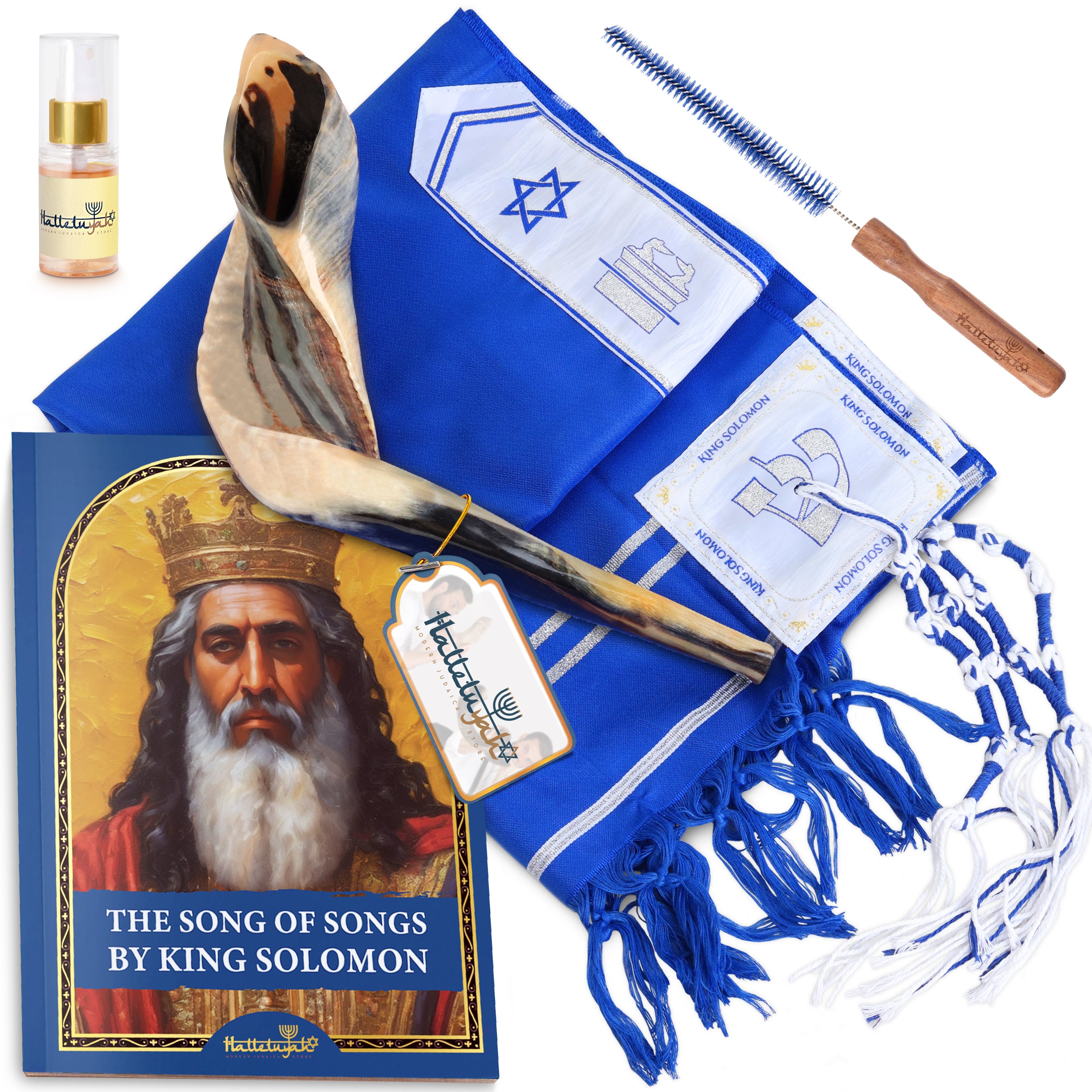 Ram & King Solomon Tallit - Royal Blue
