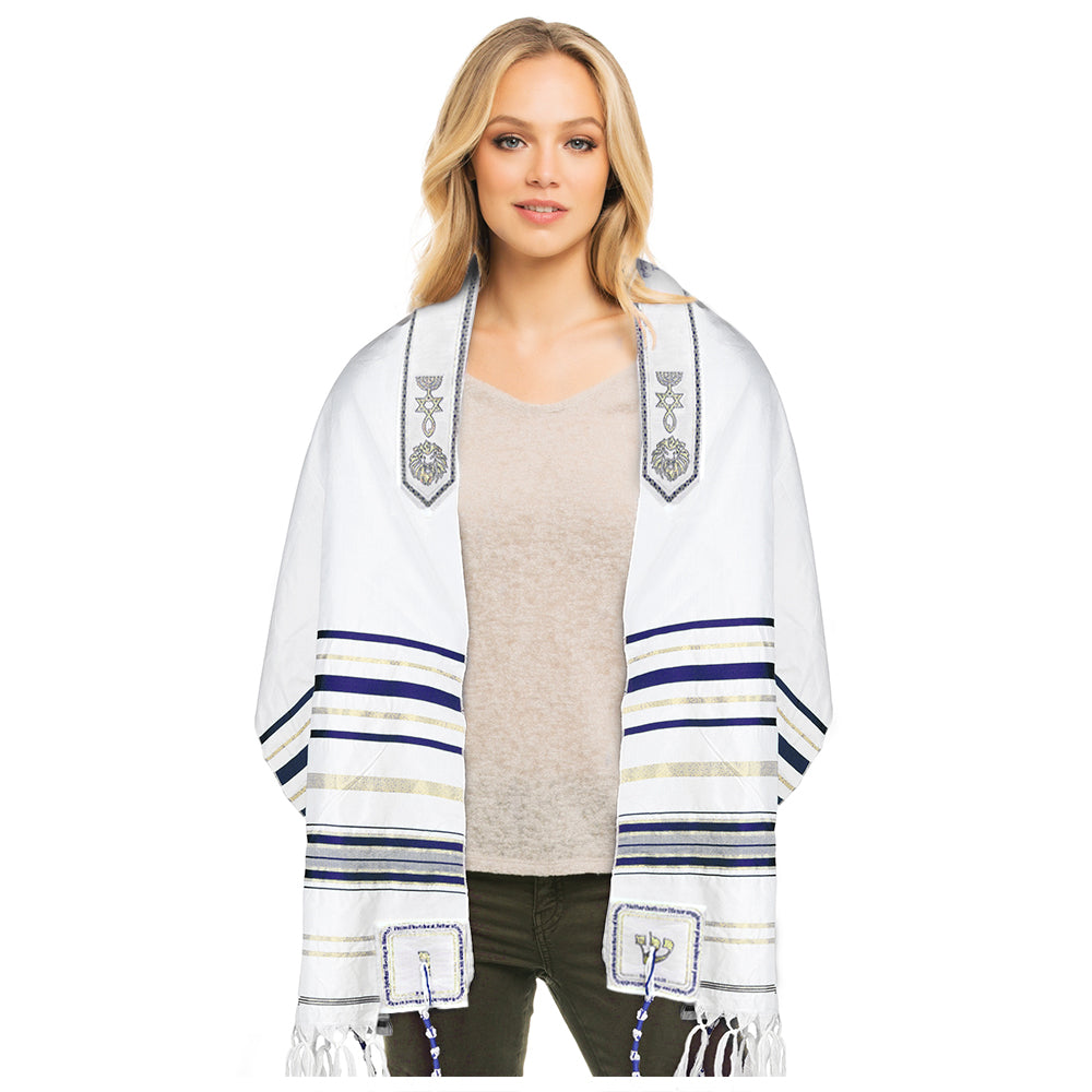 Châle Messianic Tallit Pour Femme - Châle De Prière Chrétien Avec Symboles Hébraïques Et Signes Primitifs - Sainte Terre