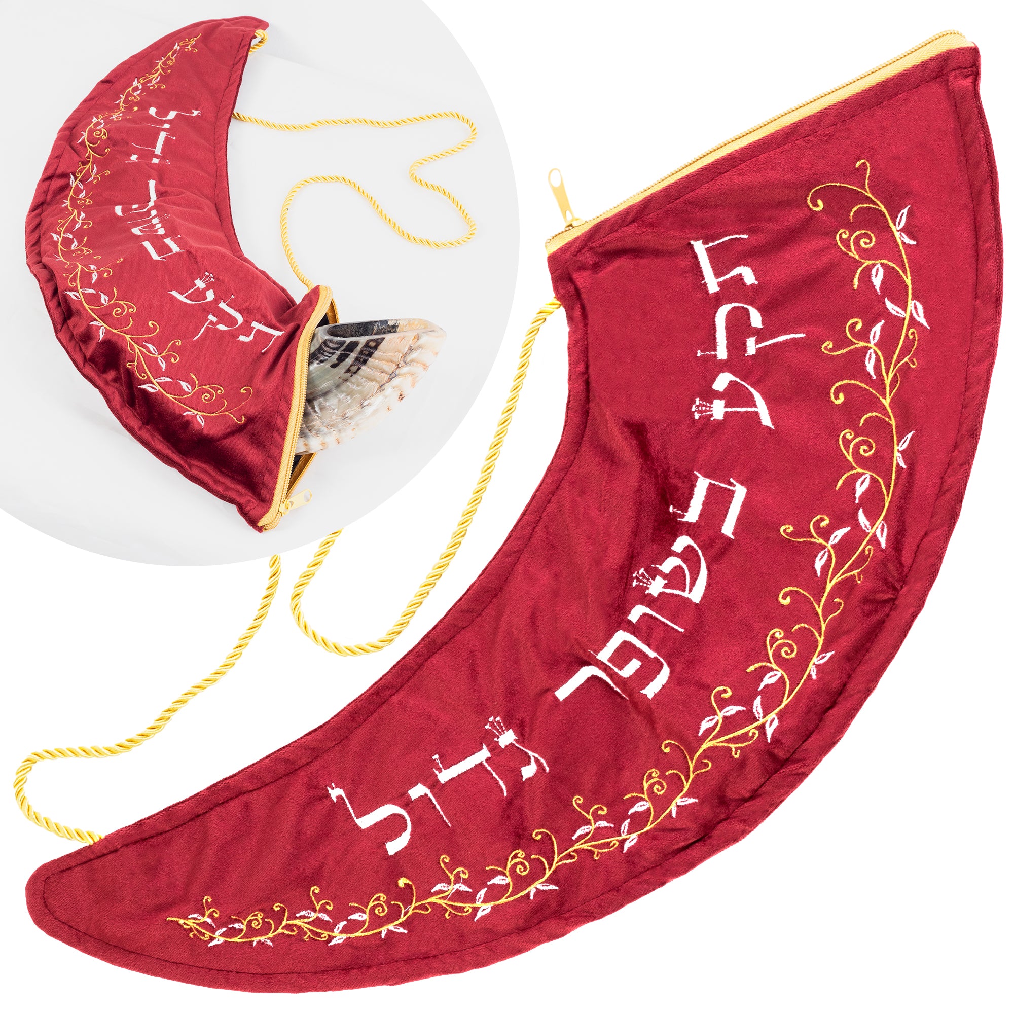 Premium decorated Ram Shofar Bag - Red | Royal blue - halleluyah