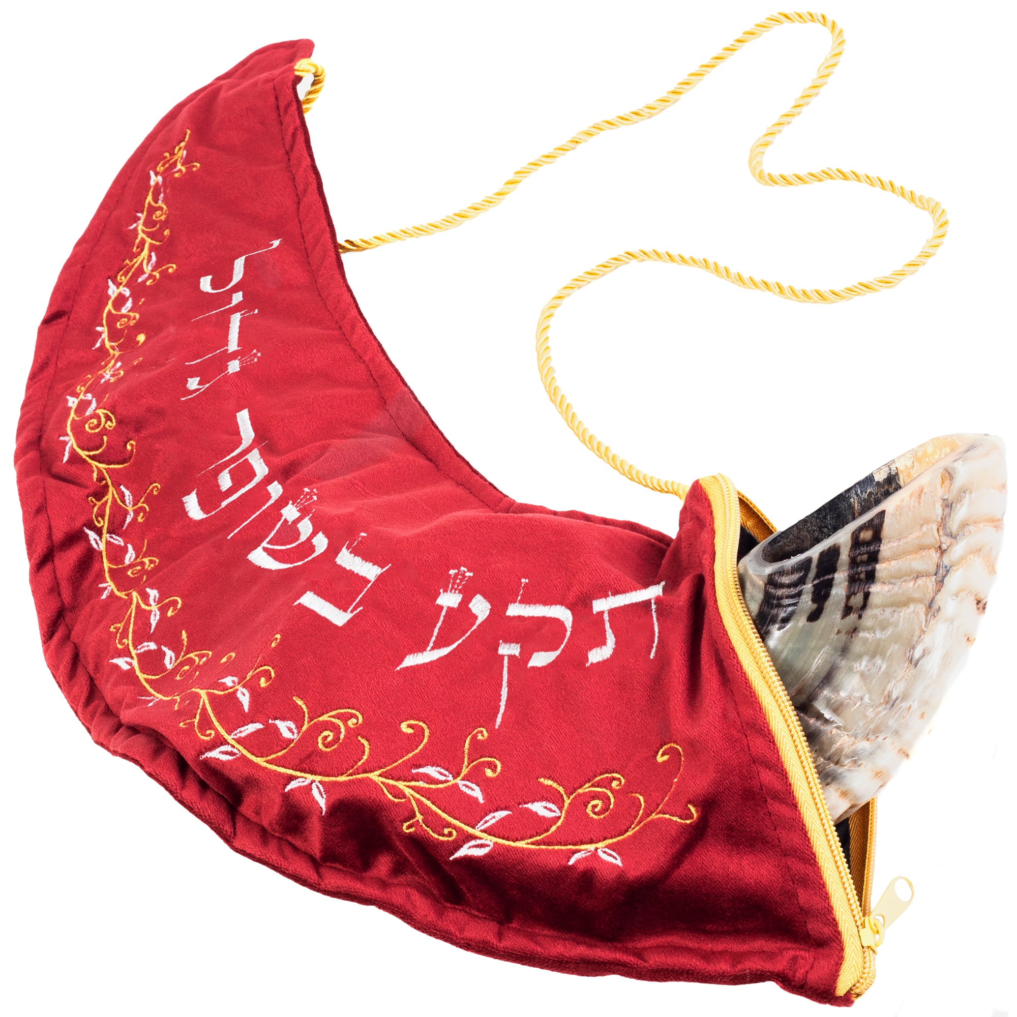 Premium decorated Ram Shofar Bag - Red | Royal blue - halleluyah