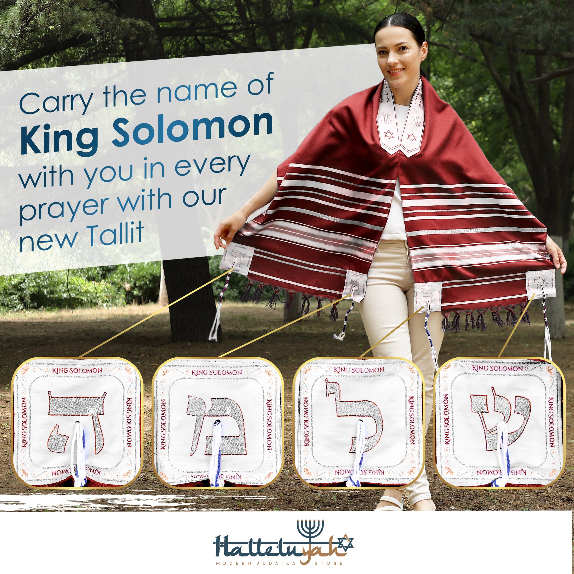 Ram & King Solomon Tallit - Red - halleluyah